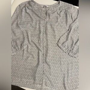 Rose & Olive Black and White Polka Dot Blouse Plus Size 1X